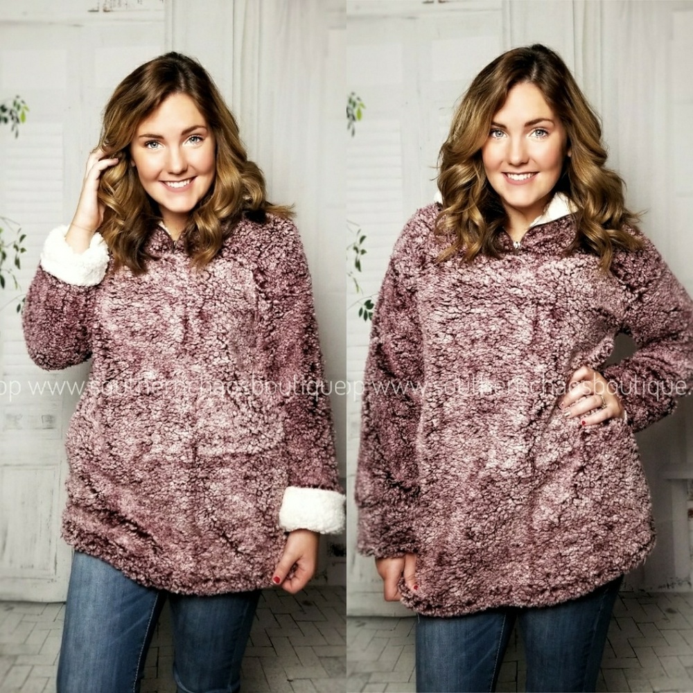 Burgundy Sherpa Pullover